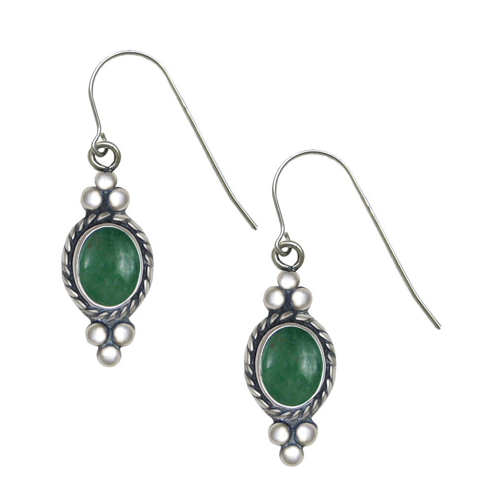 Sterling Silver Jade Gemstone Drop Dangle Earrings